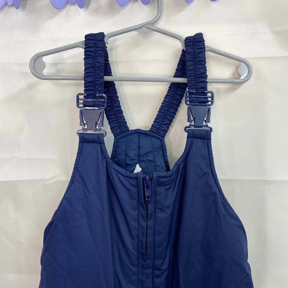 Kid's unisex blue adjustable zip waterproof insulated snowsuit pants winter gear